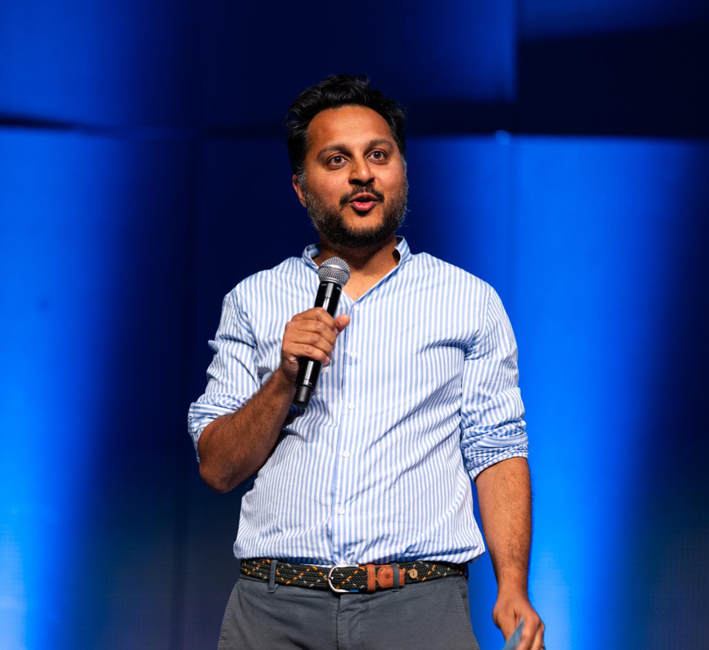 Dr Shubs Upadhyay speaking on stage